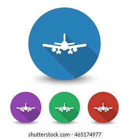 White Airplane icon in different colors set