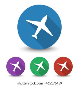 White Airplane icon in different colors set