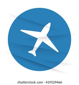 White Airplane icon label on wrinkled paper