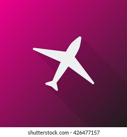 White Airplane icon on pink background