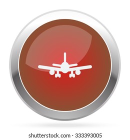 White Airplane icon on red web app button