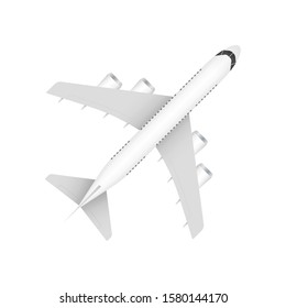 White airplane on a white background in profile, isolated. Vector stock illustration