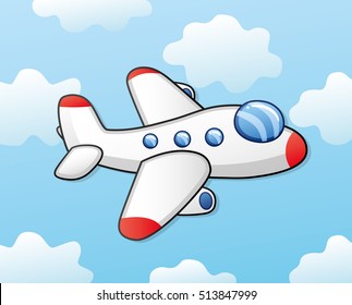 White airplane on a sky background.
