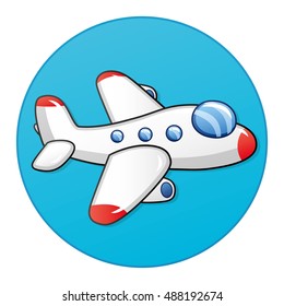 White airplane round icon.