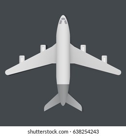 White Airplane Vector Illustration Flatlay Top View
