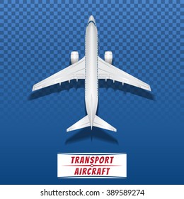 white airplane vector image top view isolated