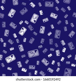 White Airplane window icon isolated seamless pattern on blue background. Aircraft porthole.  Vector Illustration