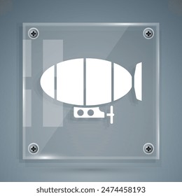 White Airship icon isolated on grey background. Square glass panels. Vector Illustration