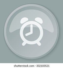 White Alarm Clock icon on grey web button