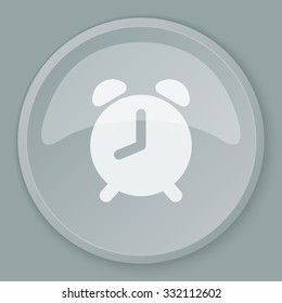 White Alarm Clock icon on grey web button