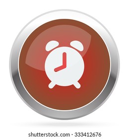 White Alarm Clock icon on red web app button