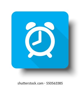 White Alarm Clock icon on blue web button