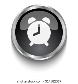 White Alarm Clock symbol on black web button