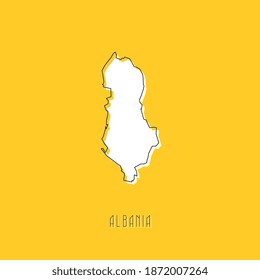 White ALBANIA country map with black outline on yellow background. Simple geographic territory template concept. Vector illustration easy to edit and customize. EPS10