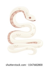 White albino snake cartoon animal design flat vector illustration isolated on white background