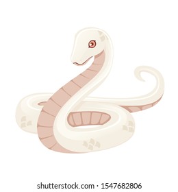 White albino snake cartoon animal design flat vector illustration isolated on white background