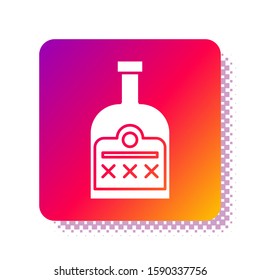White Alcohol drink Rum bottle icon isolated on white background. Square color button. Vector Illustration