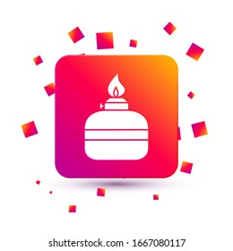 White Alcohol or spirit burner icon isolated on white background. Chemical equipment. Square color button. Vector Illustration