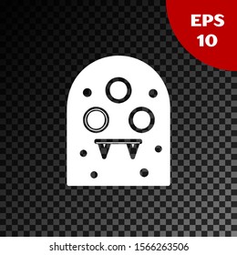 White Alien icon isolated on transparent dark background. Extraterrestrial alien face or head symbol.  Vector Illustration