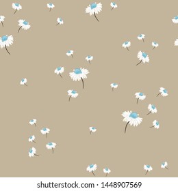 white all over seamless flowers pattern on grey background