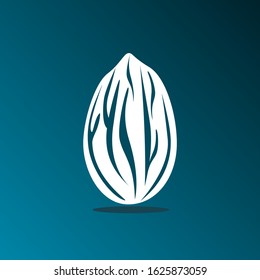 White almond shape in dark blue background vector illustration