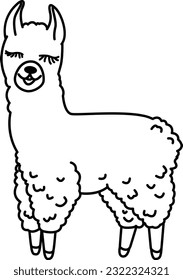 white alpaca vector, coloring book and pages inspiration, lama illustration, coloring animal, kids book creativity design idea