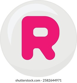 white alphabet bead letter R vector illustration icon