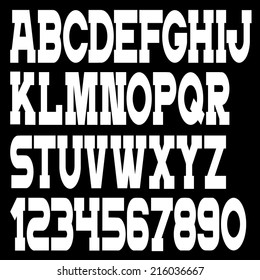White alphabet letters and numbers. Vector set