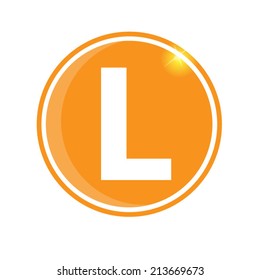 white alphabet on orange background