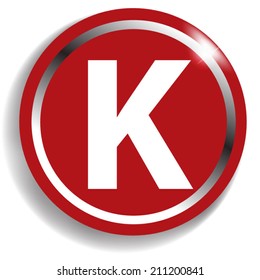 white alphabet on red background