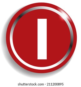 white alphabet on red background