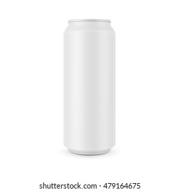 White aluminum can template for beer, soda, tonic or other beverage. 0,5 l. Packaging collection. Vector illustration