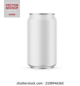 White aluminum drink can with matte finish. 330 ml. Photo-realistic packaging mockup template. Contains an accurate mesh to wrap your artwork with the correct envelope distortion.