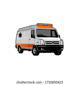 white ambulance car vectro art