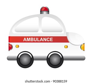 White Ambulance Cartoon Red Light Vector Stock Vector (Royalty Free ...