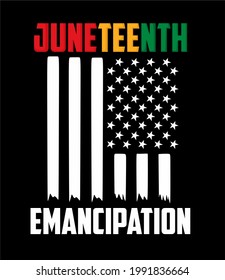 white american flag silhouette with juneteenth inscription