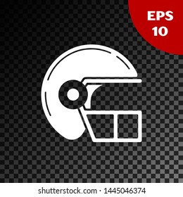 White American football helmet icon isolated on transparent dark background.  Vector Illustration