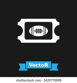 White American Football ticket icon isolated on black background.  Vector Illustration