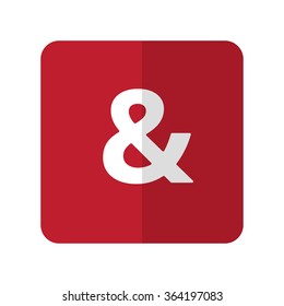 White Ampersand  flat icon on red rounded square on white