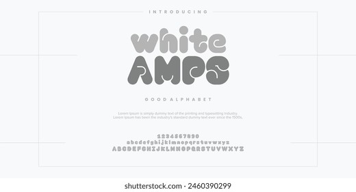 White Amps abstract minimal modern alphabet fonts. Typography technology vector illustration