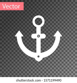 White Anchor icon isolated on transparent background.  Vector Illustration