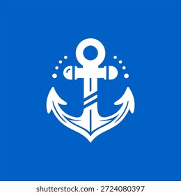 Icono de ancla blanco sobre fondo azul, que simboliza la estabilidad y la navegación.