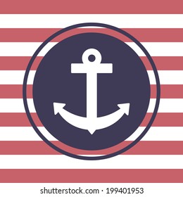 White anchor. Striped background