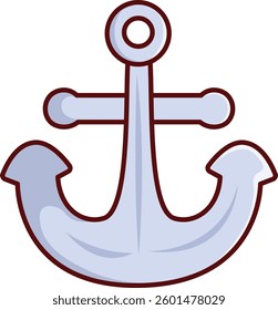 White Anchor Vector Illustration Icon. Flat Cartoon Style