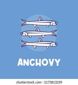 White Anchovy Vector Illustration Logo