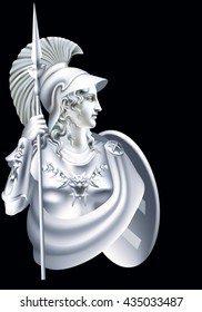White ancient goddess Athena on a black background / Tinting - on a separate layer, blend mode and color can be changed