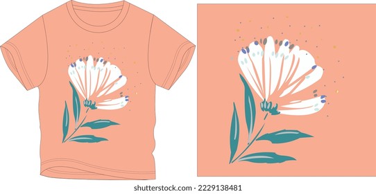 WHITE ANDF LIGHT GREEN FLOWER t shirt graphic design vector illustration \