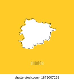 White ANDORRA country map with black outline on yellow background. Simple geographic territory template concept. Vector illustration easy to edit and customize. EPS10
