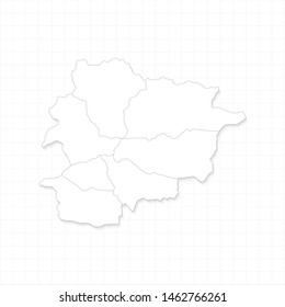 White Andorra map and grid vector. Thin gray outline on white background. EPS10.