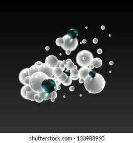 White ang green vector bubbles in a group